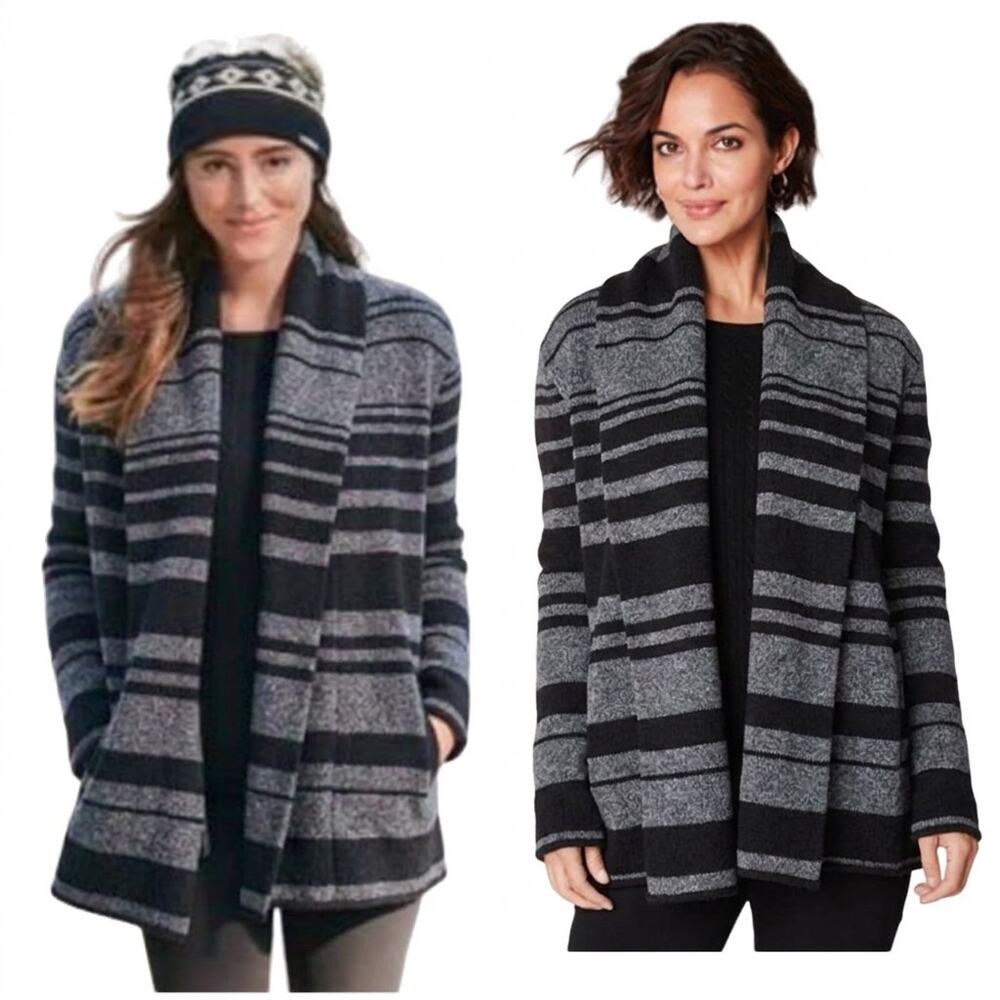 Pendleton Alpine Getaway Cardigan Angora Wool Open Front Sweater Striped Size SP
